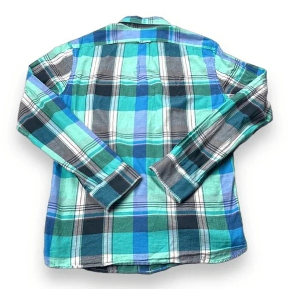 J. Crew Shirt Mens Small S Blue Plaid Slim Indian Madras Long Sleeve Button Down - Picture 4 of 12